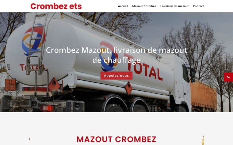 Site web Crombez Mazout réalisé par Webforce