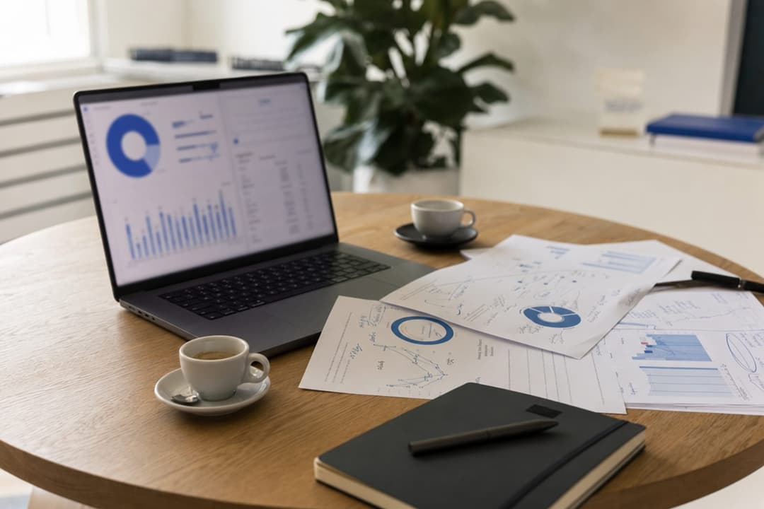 Table de travail après un atelier stratégie marketing — agence web Belgique